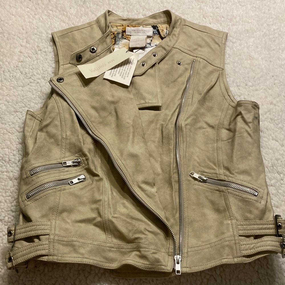 MM Couture by Miss Me Cream sleeveless jacket
